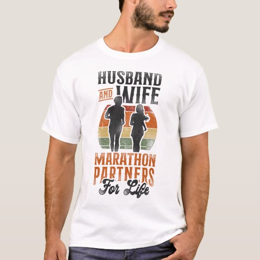 Laufende Joggen-Husband & Ehefrau-Marathon-Partner T-Shirt (Vorderseite)