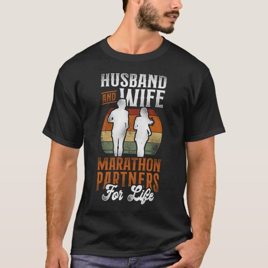 Laufende Joggen-Husband & Ehefrau-Marathon-Partner T-Shirt (Vorderseite)