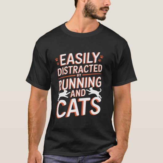 Laufende Katzen Lover Spaß Design Funny Runner T-Shirt (Vorderseite)