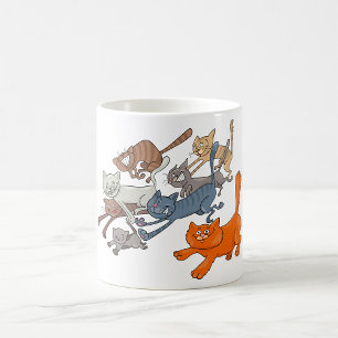 Laufende Katzen Muster Whimsical Kätzchen Kaffeetasse