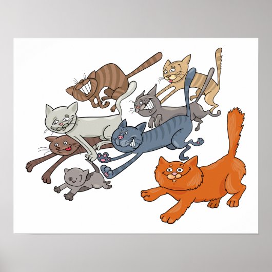Laufende Katzen Poster (Vorne)