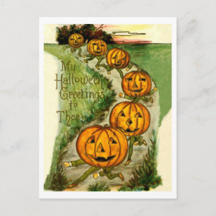 Laufende Kürbisse wünschen Ihnen ein frohes Hallow Postkarte