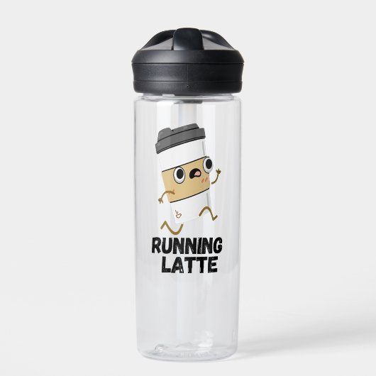 Laufende Latte Funny Coffee Pun Sticker Trinkflasche (Vorderseite)