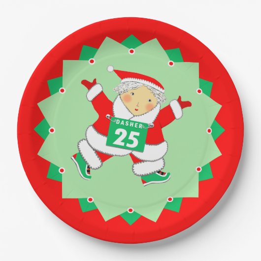 Laufende Läufer Weihnachtsfeier Pappteller (Vorderseite)