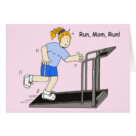 Laufende Mama Cartoon Lady auf Treadmill (Vorderseite (Horizontal))