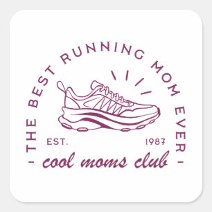 Laufende Mama Laufclub die beste Läuferin Vintage Quadratischer Aufkleber