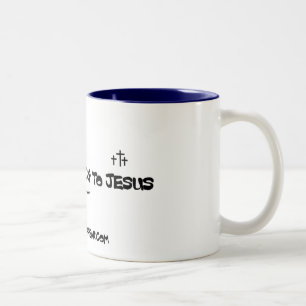 Laufende Mann-Gang-Tasse (laufend zu Jesus) Zweifarbige Tasse