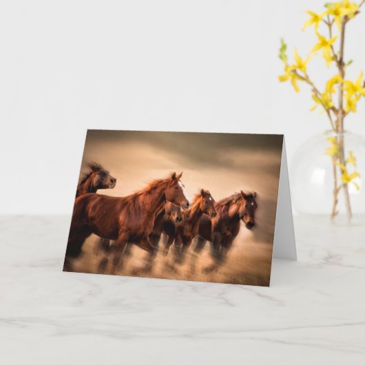 Laufende Pferde Karte (Gelbe Blume)