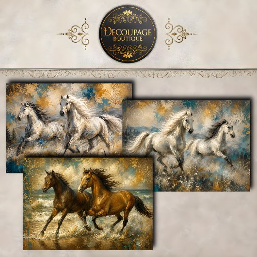 Laufende Pferde Kollektion Decoupage Geschenkpapier Set