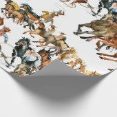 Laufende Pferde nahtlos Muster. Amerikanischer Cow Geschenkpapier (Ecke)