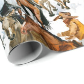 Laufende Pferde nahtlos Muster. Amerikanischer Cow Geschenkpapier (Rolleneckpunkt)