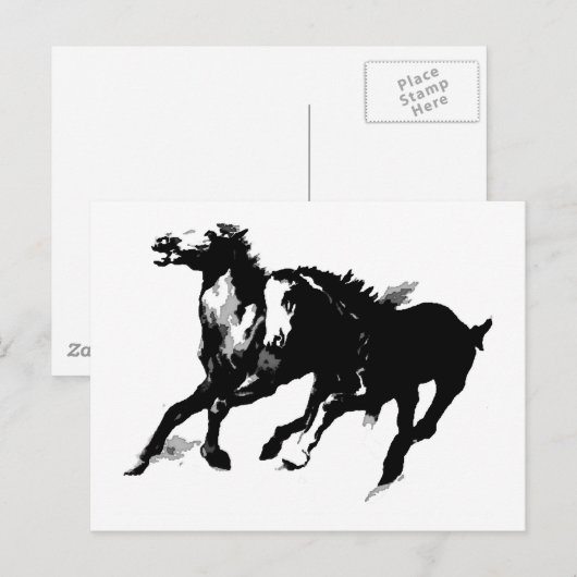 Laufende Pferde Postkarte (Vorne/Hinten)
