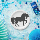 Laufende Pferde-Silhouette - Hintergrundfarbe ausw Pappteller (Party)