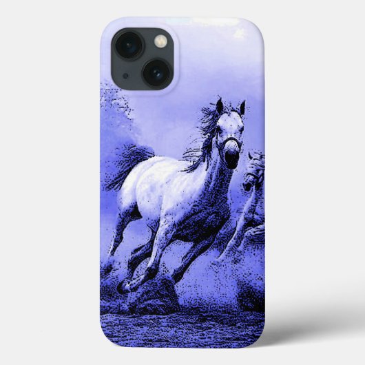 Laufende Pferde und blauer Mondlicht Case-Mate iPhone Hülle (Rückseite)