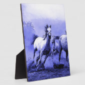 Laufende Pferde und blauer Mondlicht Fotoplatte (Seite)