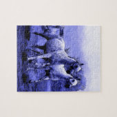 Laufende Pferde und blauer Mondlicht Puzzle (Horizontal)