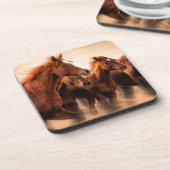 Laufende Pferde, Weichheit und fliegende Mähne Getränkeuntersetzer (Linke Seite)