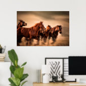 Laufende Pferde, Weichheit und fliegende Mähne Poster (Heimbüro)