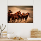 Laufende Pferde, Weichheit und fliegende Mähne Poster (Küche)