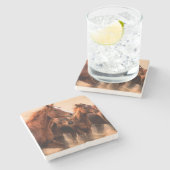 Laufende Pferde, Weichheit und fliegende Mähne Steinuntersetzer (Seitenansicht)