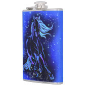 Laufende Pferdeflasche in der blauen Sternennacht Flachmann (Links)