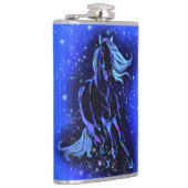 Laufende Pferdeflasche in der blauen Sternennacht Flachmann (Rechts)