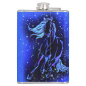 Laufende Pferdeflasche in der blauen Sternennacht Flachmann (Rückseite)