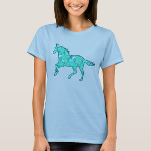 Laufende Pferdesilhouette, Türkis und Aqua T-Shirt