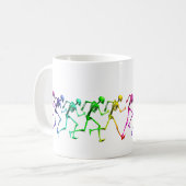 Laufende Regenbogen-Skelette Kaffeetasse (Vorderseite Links)