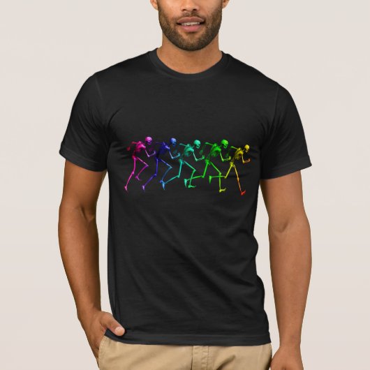 Laufende Regenbogen-Skelette T-Shirt (Vorderseite)