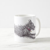 Laufende schäbige schwarze Terrier-Tasse Kaffeetasse (VorderseiteRechts)