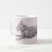 Laufende schäbige schwarze Terrier-Tasse Kaffeetasse (Vorderseite Links)