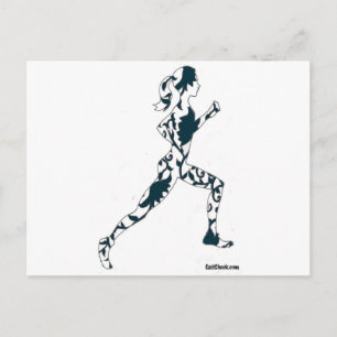 Laufende Silhouette - Blumen Postkarte