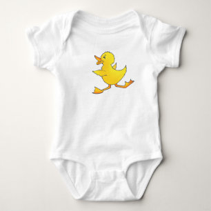 Laufende Spitze des gelben Babyentleins Kinder Baby Strampler