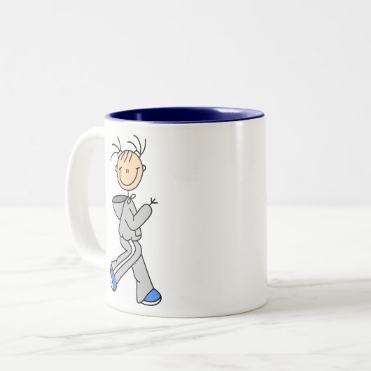 Laufende Strichmännchen-Tasse Zweifarbige Tasse (Vorderseite Links)