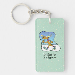 Laufende Übung Rentierweihnachtsfest Schlüsselanhänger