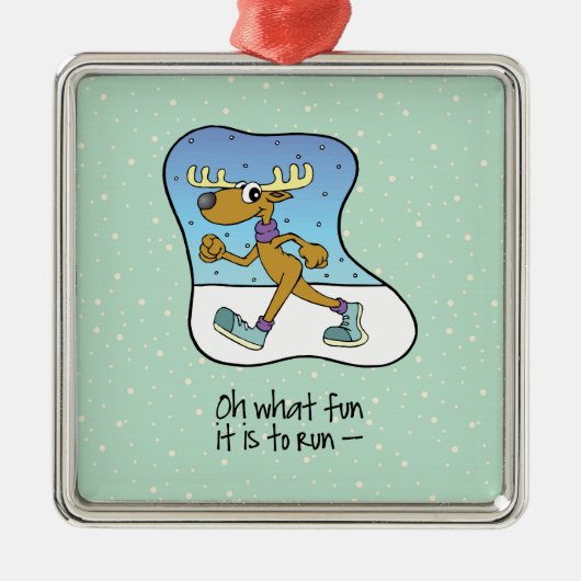 Laufende Übung Rentierweihnachtsfest Silbernes Ornament (Vorne)