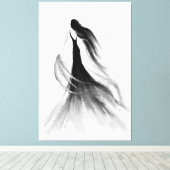 Laufende weibliche Canvas drucken Schwarz und Weiß Leinwanddruck (Insitu (Holzboden))