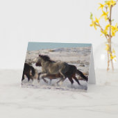 LAUFENDE WILDE PFERDE falteten Gruß-Karte Karte (Gelbe Blume)