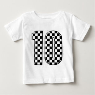 laufende Zahl des checkered Auto 10 Baby T-shirt