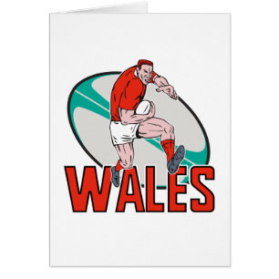 Laufender Ball Wales des Waliser-Rugbyspielers