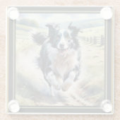 Laufender Border Collie Glasuntersetzer (Rückseite)