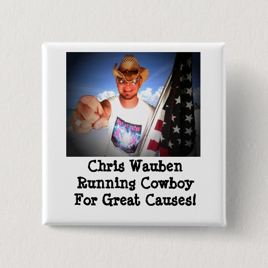 Laufender Cowboy Chris Wauben für großen Button (Vorderseite)