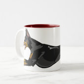 Laufender Dobermann, schwarz Zweifarbige Tasse (Vorderseite Links)