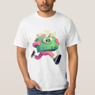 Laufender Drucker mit fliegenden Papieren – Tech H T-Shirt