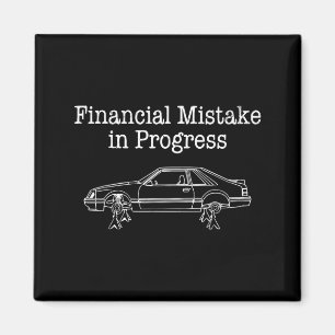 Laufender Finanzfehler Lustiger Automechaniker Magnet