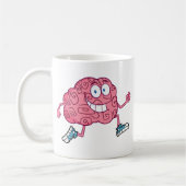 Laufender Gehirn-Cartoon-Charakter Kaffeetasse (Links)