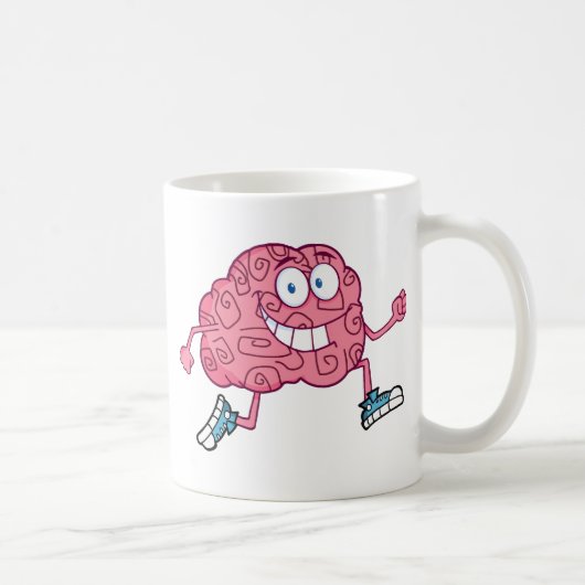 Laufender Gehirn-Cartoon-Charakter Kaffeetasse (Rechts)