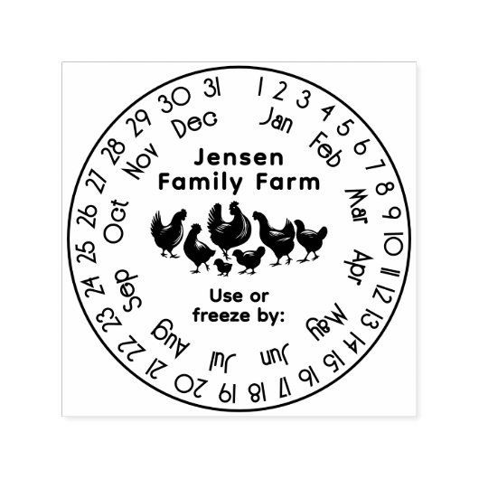 Laufender Kalender für Hühner - Fresheit Datum #2S Permastempel (Design)