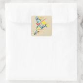 Laufender Läufer Rennen Marathon Quadratischer Aufkleber (Tasche)